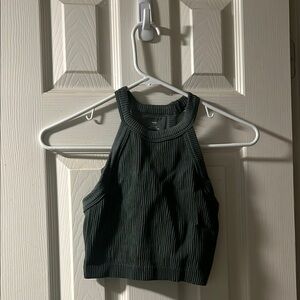 Dark Green Ribbed Women's Top